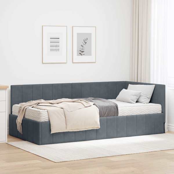 Nurgavoodiraam koos madratsiga, tumehall, 100 × 200 cm — mudel 3393869