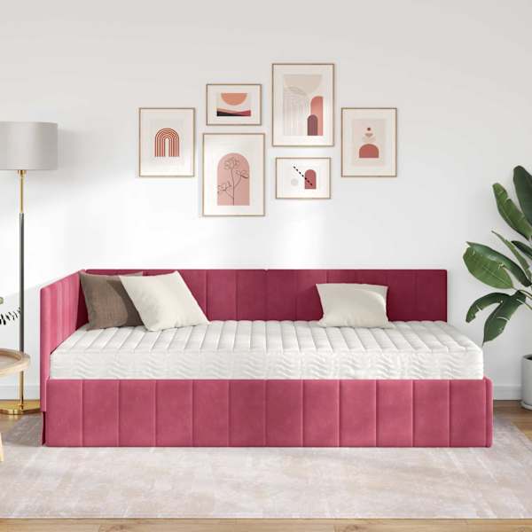 Nurgavoodiraam koos madratsiga, veinpunane, 100 × 200 cm — mudel 3393872