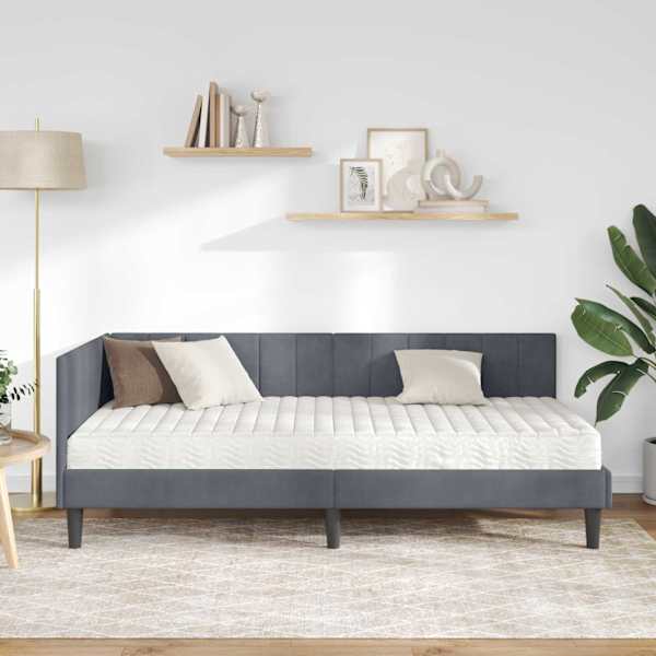 Nurgavoodiraam koos madratsiga, tumehall, 100 × 200 cm — mudel 3393909