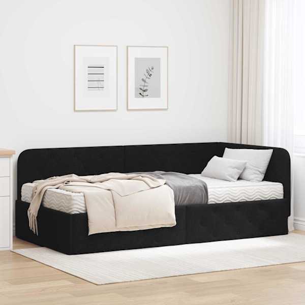 Nurgavoodiraam koos madratsiga, must, 90 × 190 cm, kangas — mudel 3394039