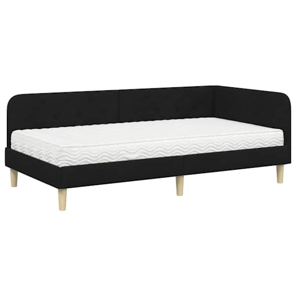 Nurgavoodiraam koos madratsiga, must, 90 × 200 cm, kangas — mudel 3394119