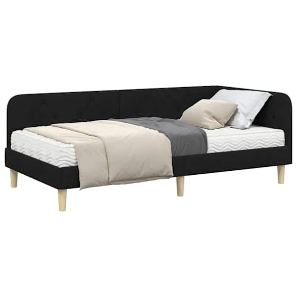 Nurgavoodiraam koos madratsiga, must, 90 × 200 cm, kangas — mudel 3394119