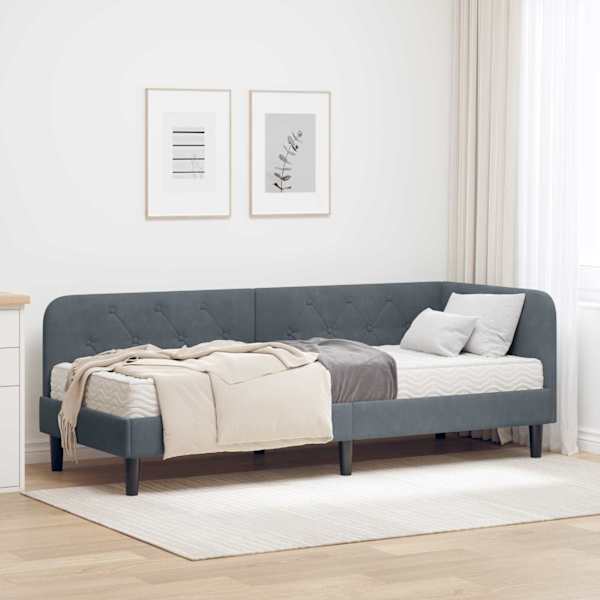 Voodiraam, tumehall, 80 × 200 cm, samet