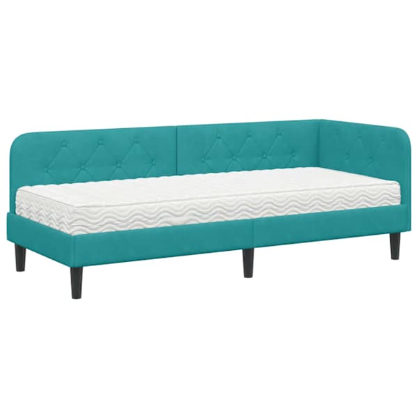 Voodiraam, türkiissinine, 80 × 200 cm, samet