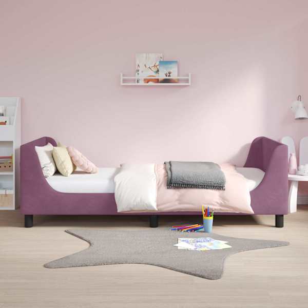 Lastevoodiraam peatsiga, lilla, 80 × 200 cm, samet — mudel 42010871