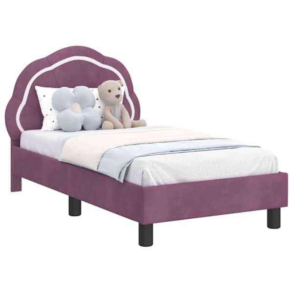 Lastevoodiraam peatsiga, lilla, 70 × 140 cm, samet