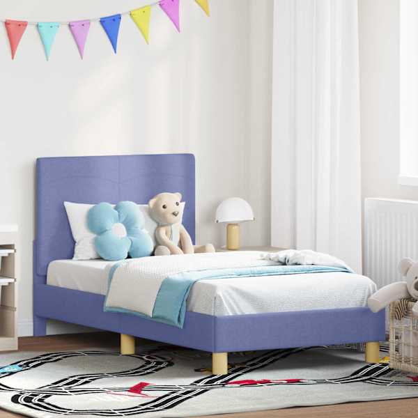Lastevoodiraam peatsiga, jeans sinine, 80 × 160 cm, kangas — mudel 42010988