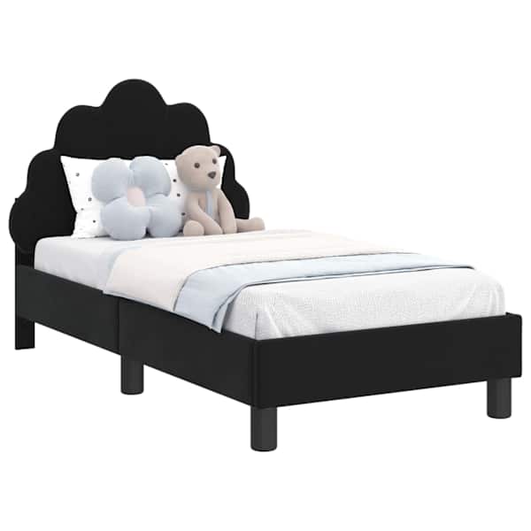 Lastevoodiraam peatsiga, must, 70 × 140 cm, samet