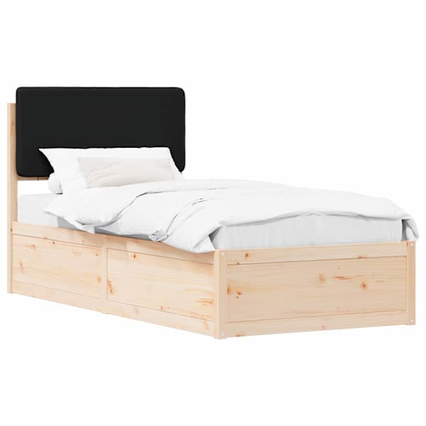 Voodiraam peatsiga, must, 100 × 200 cm, männipuit