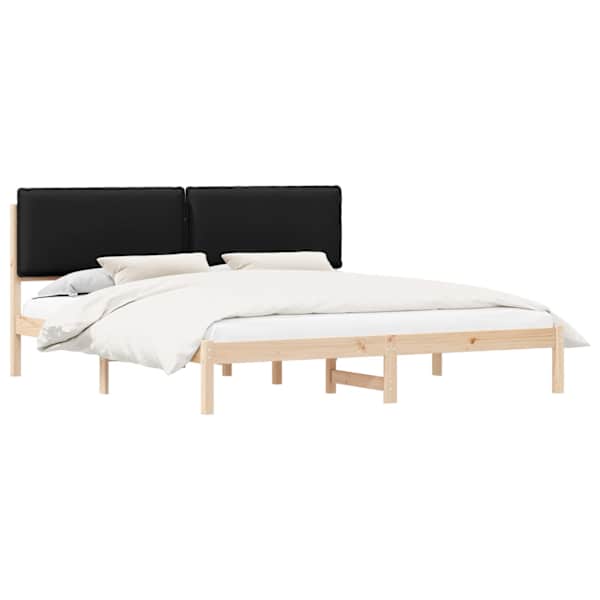 Voodiraam peatsiga, must, 180 × 200 cm, männipuit