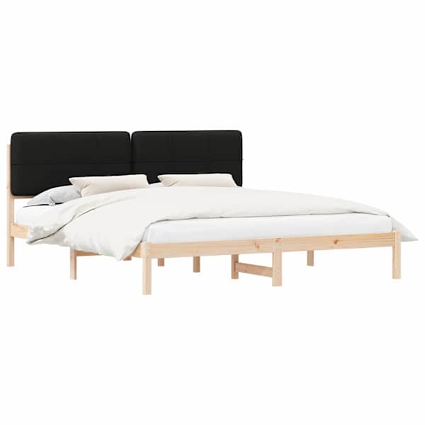 Voodiraam peatsiga, must, 180 × 200 cm, männipuit