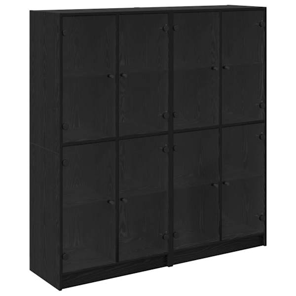 Kõrge hoiukapp 2 tk Must tamm 68 × 37 × 142 cm Tehispuit