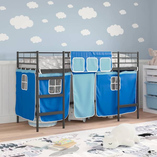 Voodiraam kardinatega, must ja sinine, 90 × 190 cm — mudel 42020796