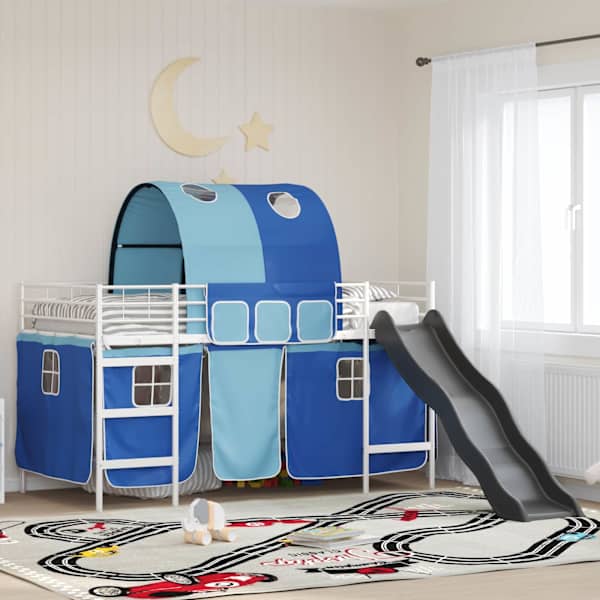 Voodiraam kardinatega, valge ja sinine, 100 × 200 cm — mudel 42020862
