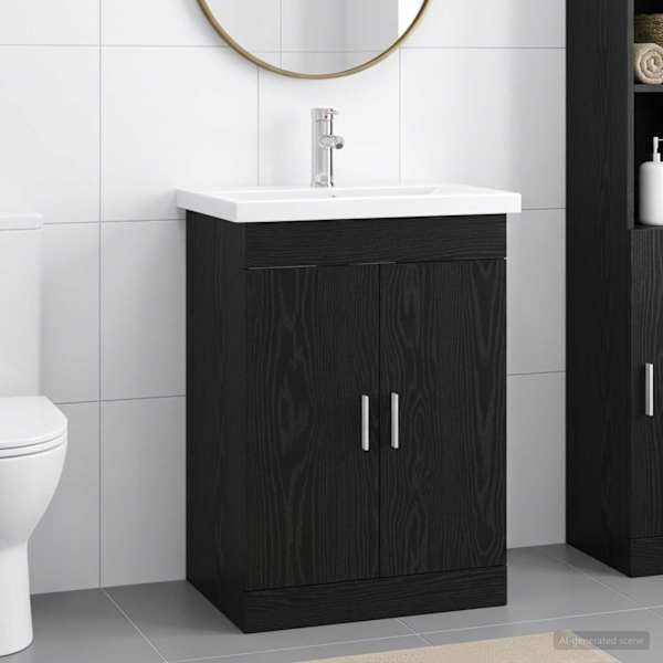 Vannitoa mööbleset Must tamm 61 × 40 × 84,5 cm Tehispuit