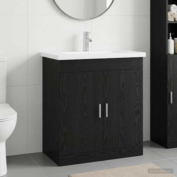 Vannitoa mööbleset Must tamm 81 × 40 × 84,5 cm Tehispuit
