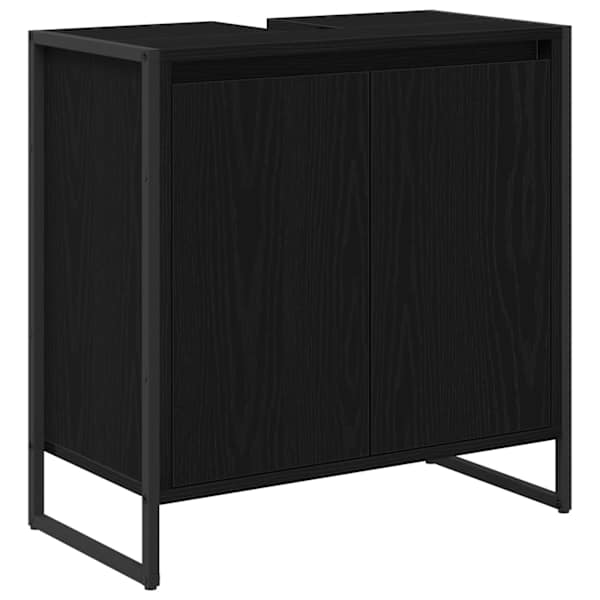 Vannitoa kapp Must tamm 60 × 30 × 60 cm Tehispuit