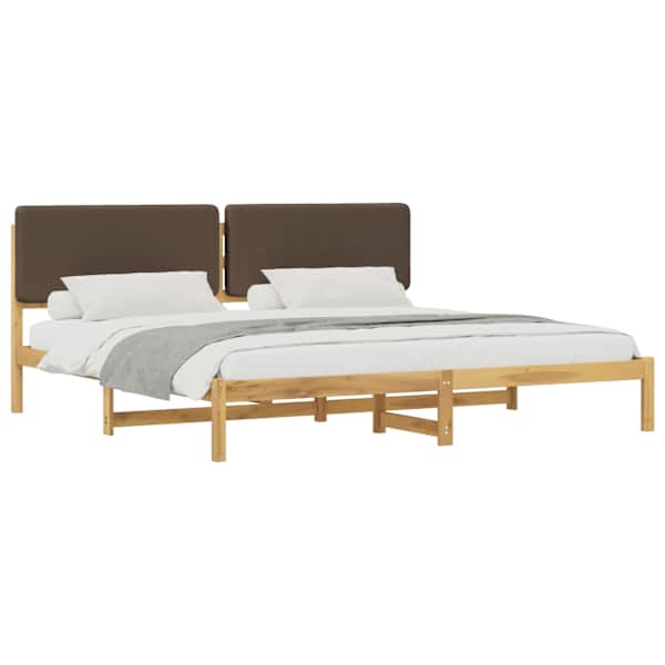 Voodiraam peatsiga, valgeks pestud ja hallikaspruun, 180 × 200 cm — mudel 3405058
