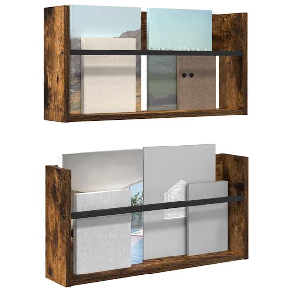 Ajakirja riiul 2 tk Suitsetatud tamm 60 × 12 × 30 cm Tehispuit