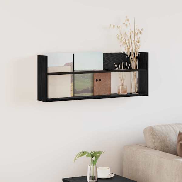 Ajakirja riiul riiuliga Must tamm 80 × 12 × 30 cm Tehispuit