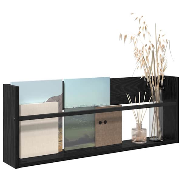 Ajakirja riiul riiuliga Must tamm 80 × 12 × 30 cm Tehispuit