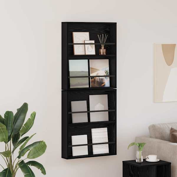 Ajakirja riiul 2 tk Must tamm 60 × 12 × 70 cm Tehispuit