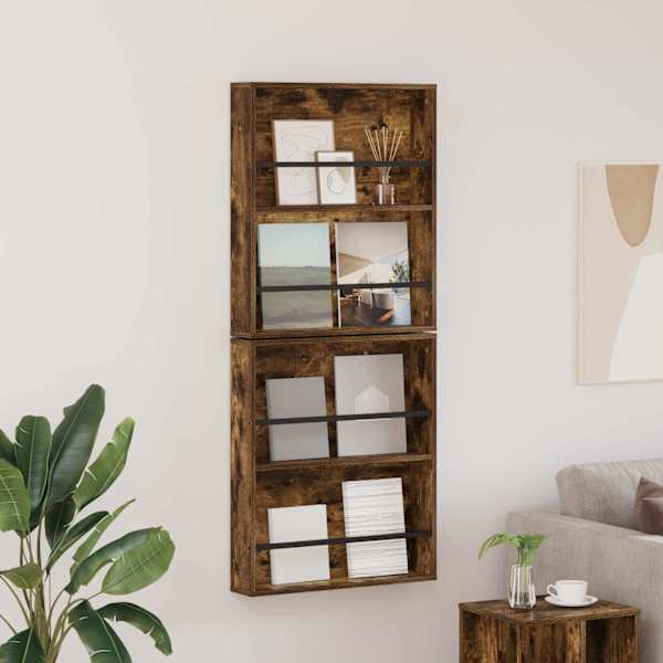 Ajakirja riiul 2 tk Suitsutatud tamm 60 × 12 × 70 cm Tehispuit