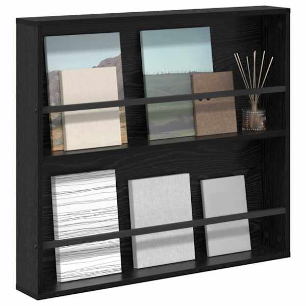 Ajakirja riiul riiuliga Must tamm 80 × 12 × 70 cm Tehispuit