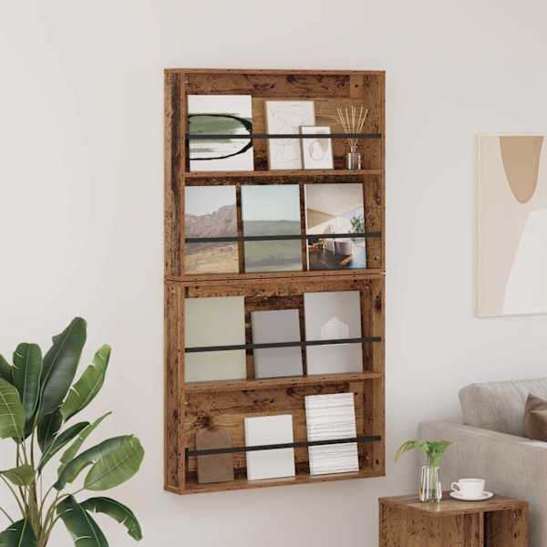 Ajakirja riiul 2 tk Vana puit 80 × 12 × 70 cm Tehispuit