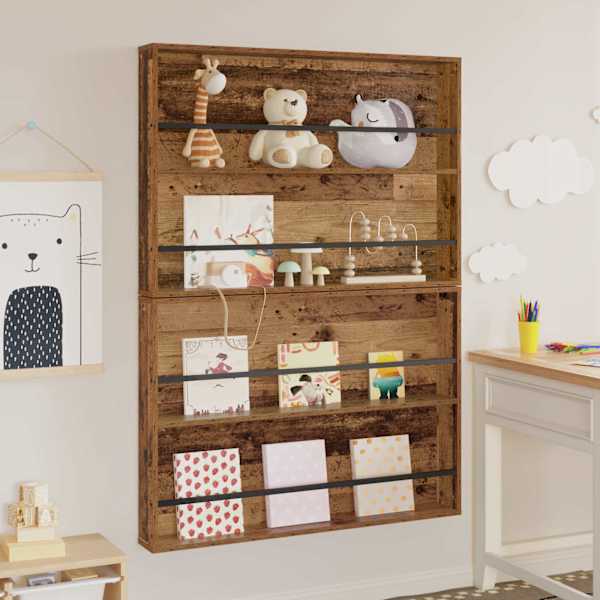 Ajakirja riiul 2 tk Vana puit 100 × 12 × 70 cm Tehispuit