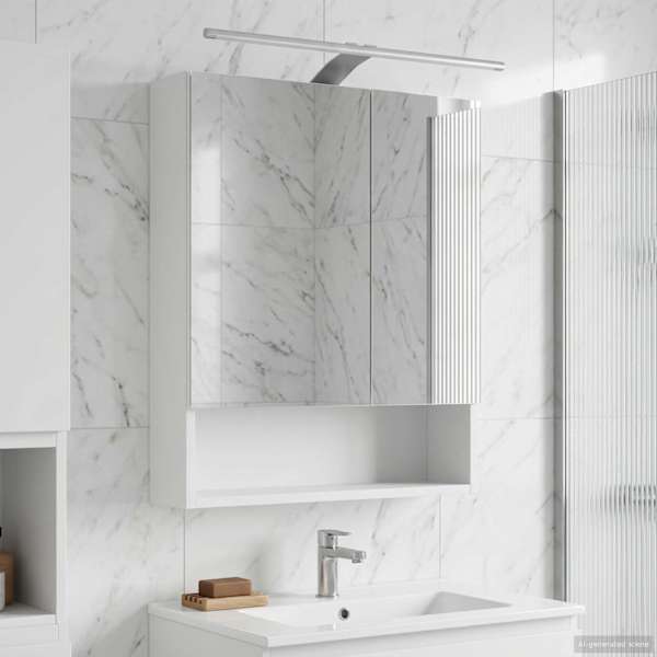 Vannitoa peeglikapp Valge 50 × 14,5 × 70 cm Tehispuit