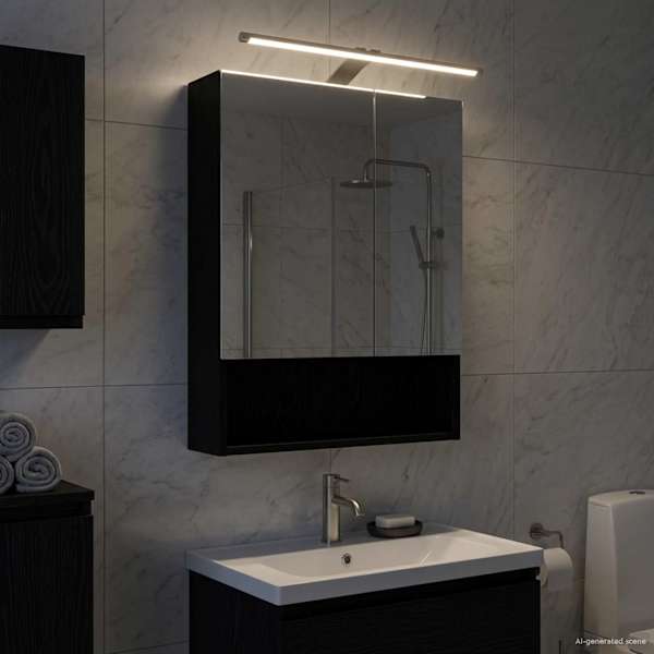 Vannitoa peeglikapp Must tamm 50 × 14,5 × 70 cm Tehispuit