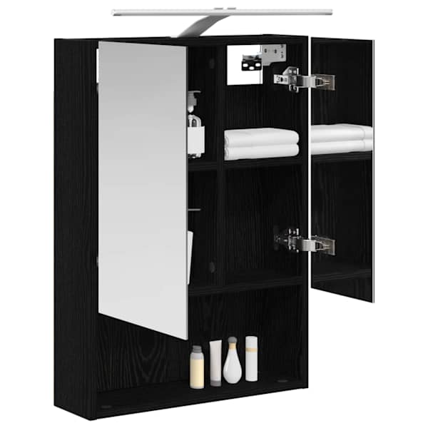 Vannitoa peeglikapp Must tamm 50 × 14,5 × 70 cm Tehispuit