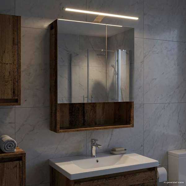 Vannitoa peeglikapp Vana puit 50 × 14,5 × 70 cm Tehispuit