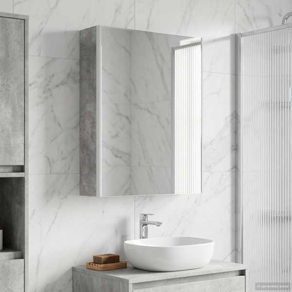 Vannitoa peeglikapp Betoonhall 53 × 15,5 × 70 cm Tehispuit