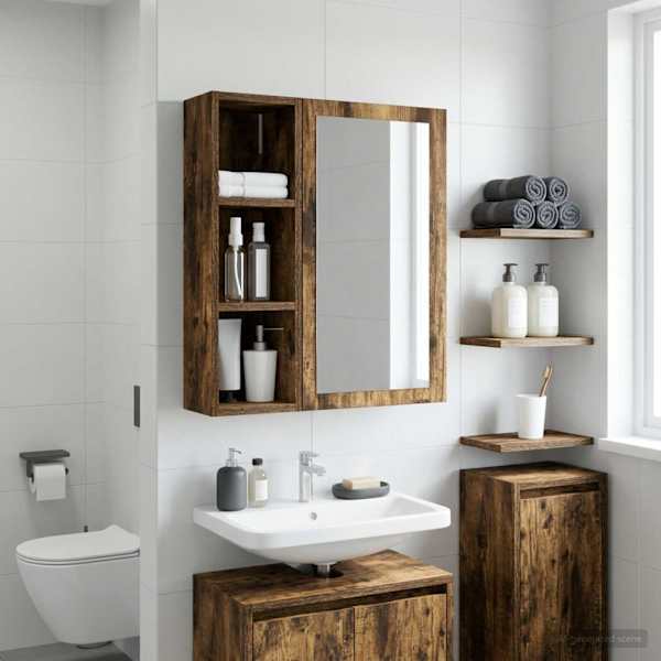 Vannitoa seinakapp Suitsetatud Tamm 20 × 16 × 62,5 cm