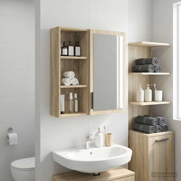 Vannitoa seinakapp Sonoma tamm 30 × 14 × 70 cm Töödeldud puit