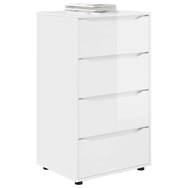 Ladustamiskapid 60 × 48 × 105 cm Tehispuit Kergelt läikiv valge