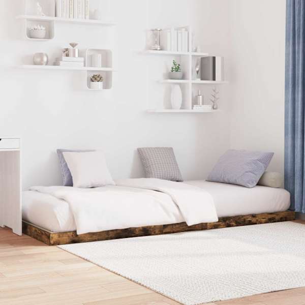 Voodiraam, suitsutatud tamm, 75 × 190 cm, tehispuit — mudel 893520