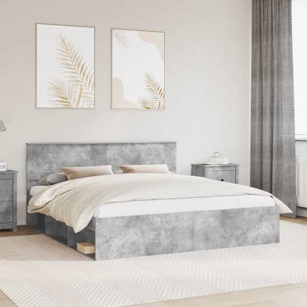Voodi raam peaga Betoon 180 × 200 cm Tehispuit