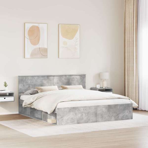 Voodi raam peaga Betoon 180 × 200 cm Tehispuit