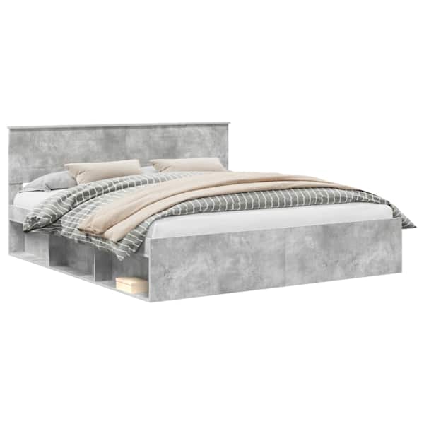 Voodi raam peaga Betoon 180 × 200 cm Tehispuit