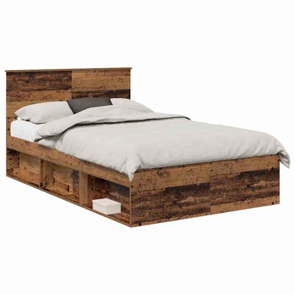 Voodiraam peatsiga, vana puit, 120 × 190 cm, tehispuit — mudel 3407902