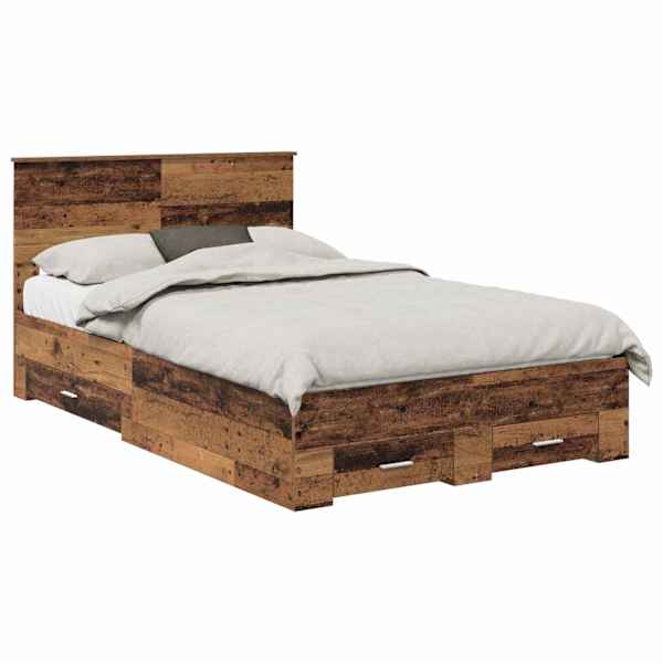 Voodi raam sahtliga peaga Vana puit 120 × 190 cm Tehispuit