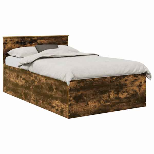 Voodiraam peatsiga, suitsutatud tamm, 120 × 190 cm, tehispuit — mudel 3408596
