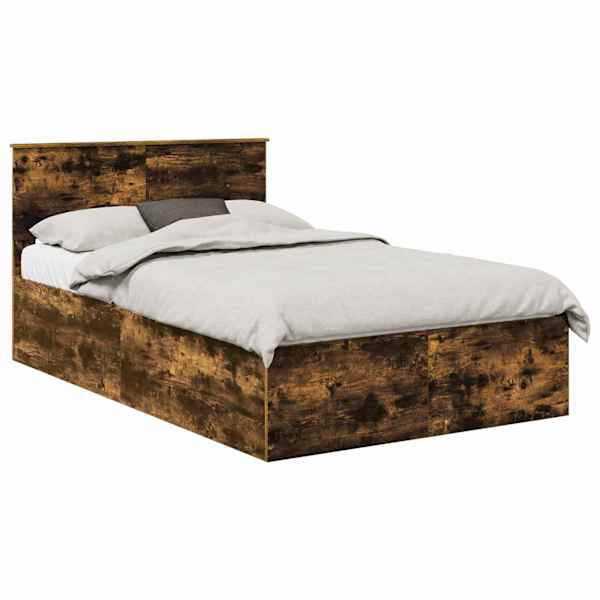 Voodiraam peatsiga, suitsutatud tamm, 120 × 190 cm, tehispuit — mudel 3408687
