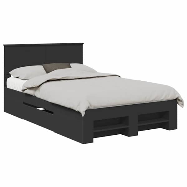 Voodiraam, must, 135 × 190 cm, tehispuit — mudel 3408768