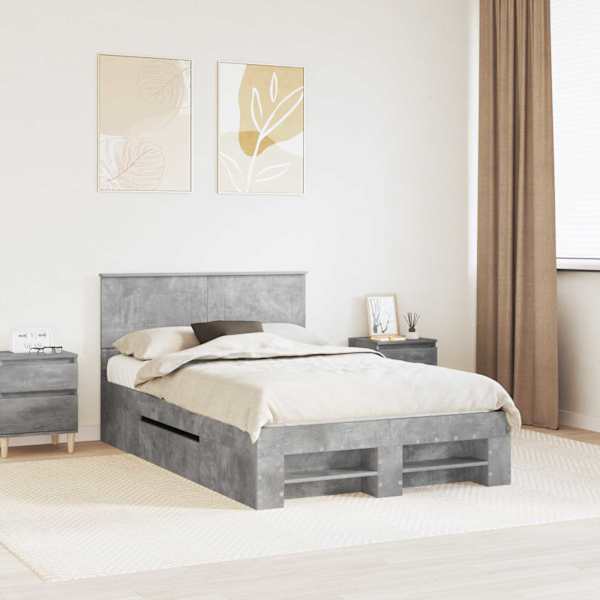 Voodiraam, betoonhall, 135 × 190 cm, tehispuit — mudel 3408770