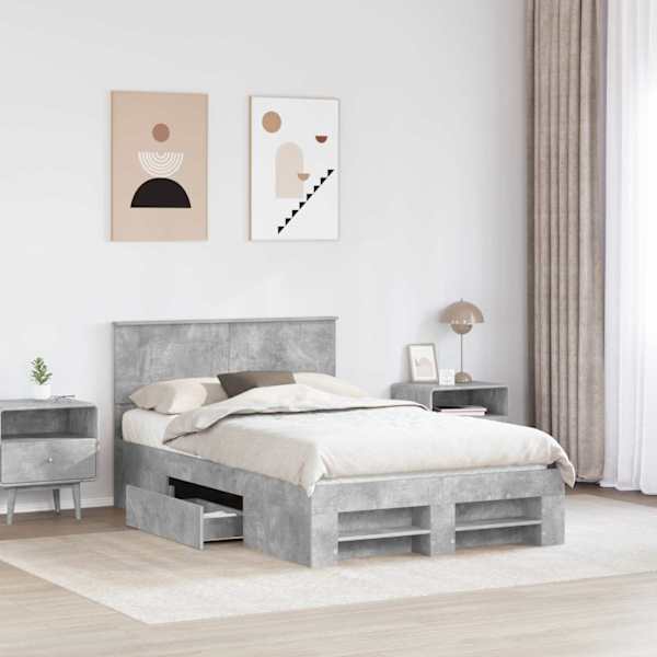 Voodiraam, betoonhall, 135 × 190 cm, tehispuit — mudel 3408770
