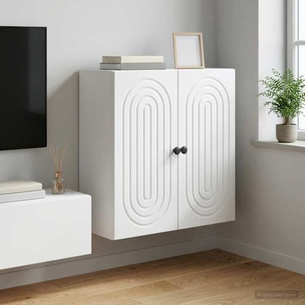 Seinale kinnitatav kapp Valge 59 × 31 × 60 cm Tehispuit
